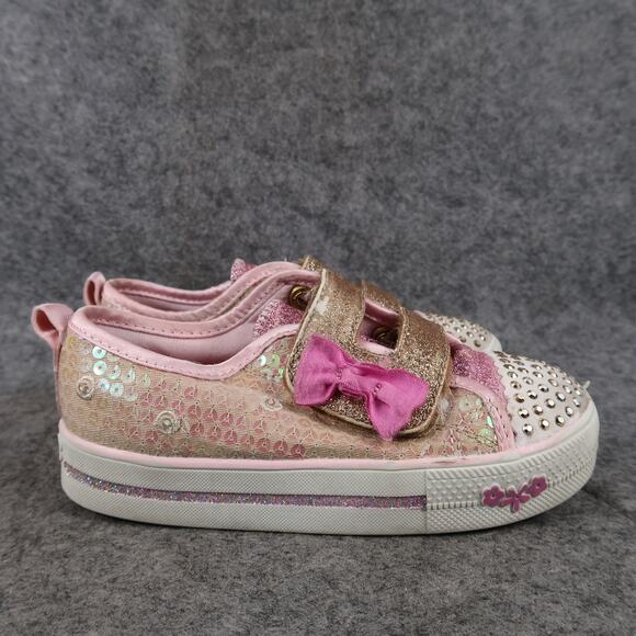 Skechers Shoes Toddler Girls 11 Sneakers Twinkle Toes Adjustable Strap Glitter - Picture 2 of 13